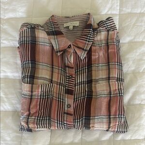 J. Crew Pink and Black Casual Button Down Shirt